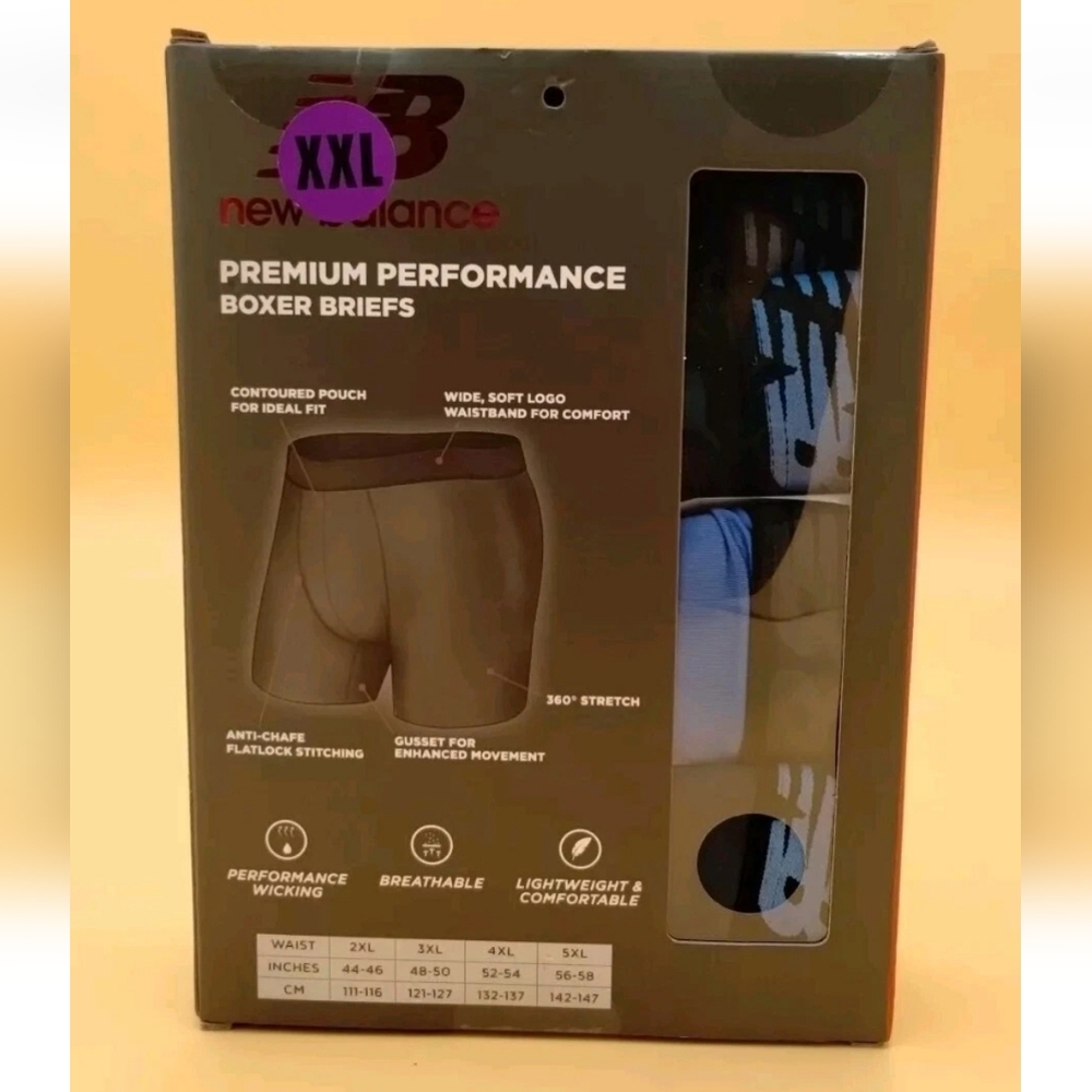 New Balance Men's Performance Boxer Briefs 3pk/2XL. - Picture 2 of 2